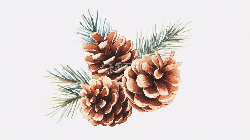 高清大图下载【趣麦麦图】松塔插画