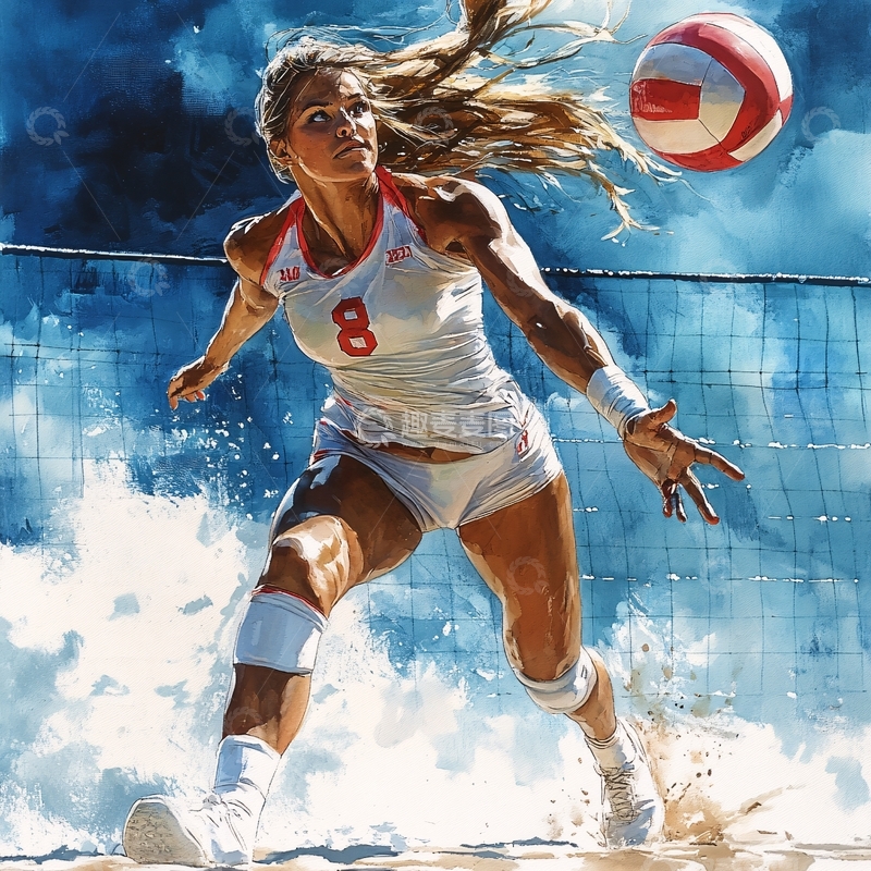 高清大图下载【趣麦麦图】女排比赛排球广告