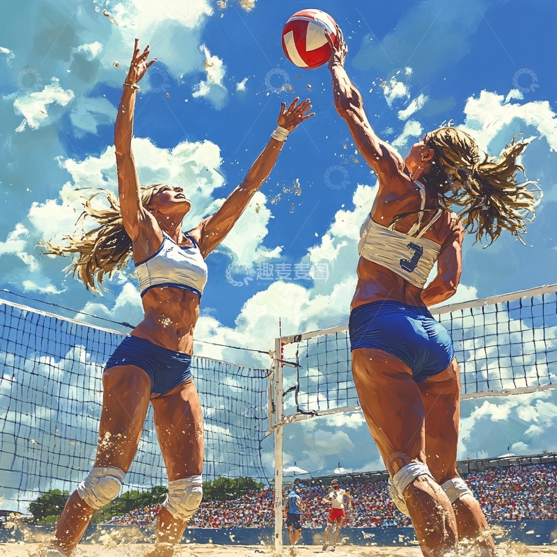 高清大图下载【趣麦麦图】女排比赛排球广告2