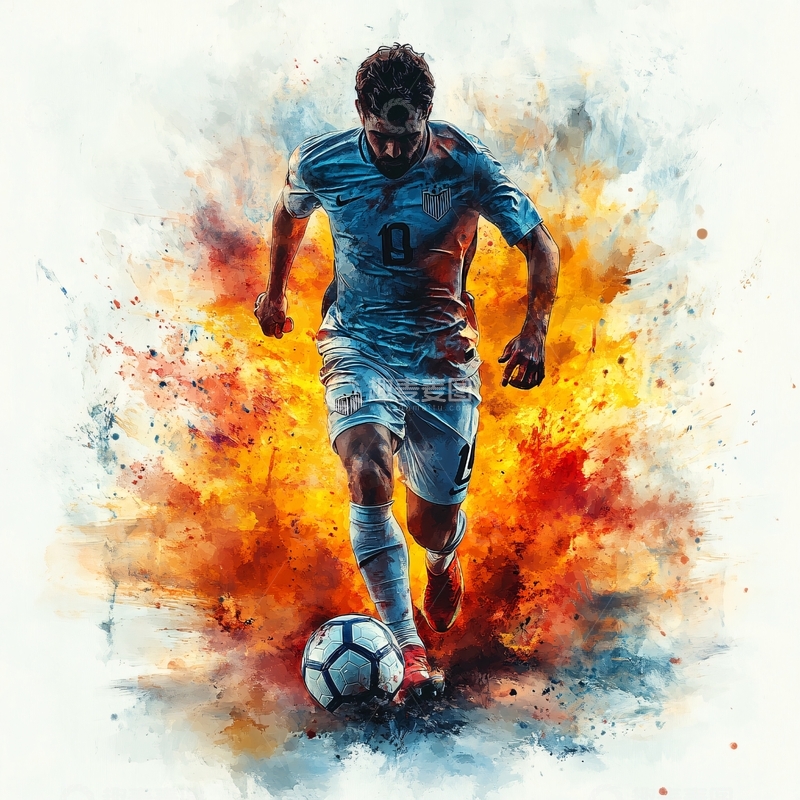 高清大图下载【趣麦麦图】插画足球运动员