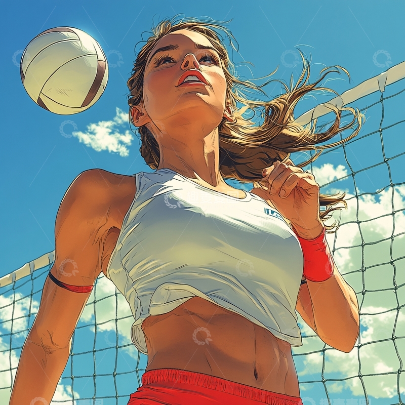 高清大图下载【趣麦麦图】排球插画2
