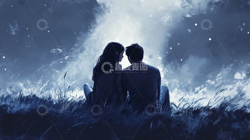 高清大图下载【趣麦麦图】唯美浪漫情侣插画3