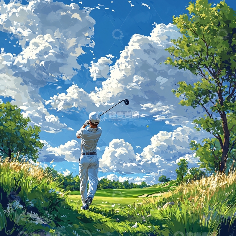 高清大图下载【趣麦麦图】高尔夫插画