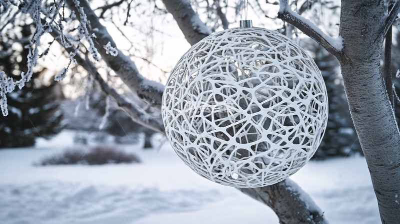 高清大图下载【趣麦麦图】冬日雪景装饰球