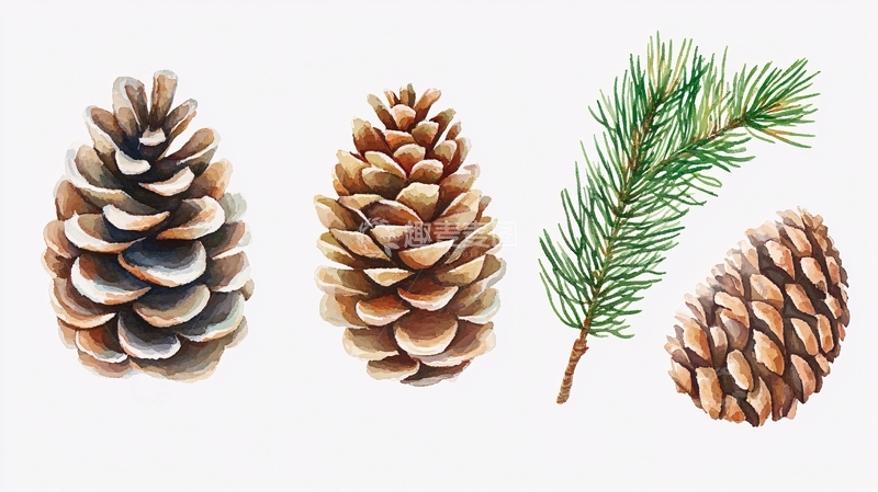 高清大图下载【趣麦麦图】松塔插画1