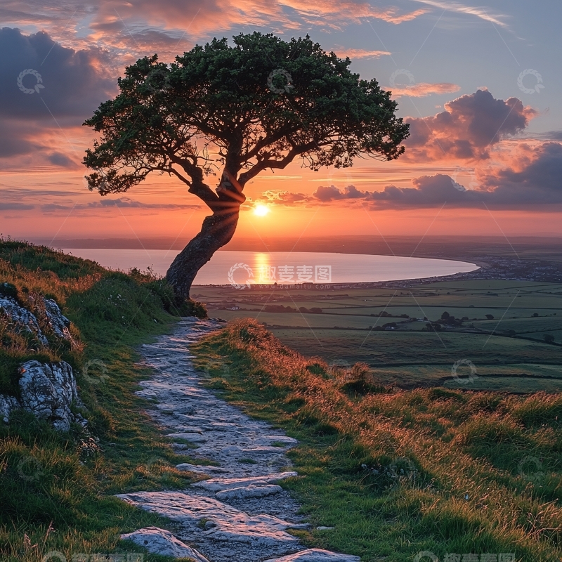 高清大图下载【趣麦麦图】小路尽头的树