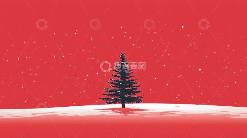 高清大图下载【趣麦麦图】雪松插画3