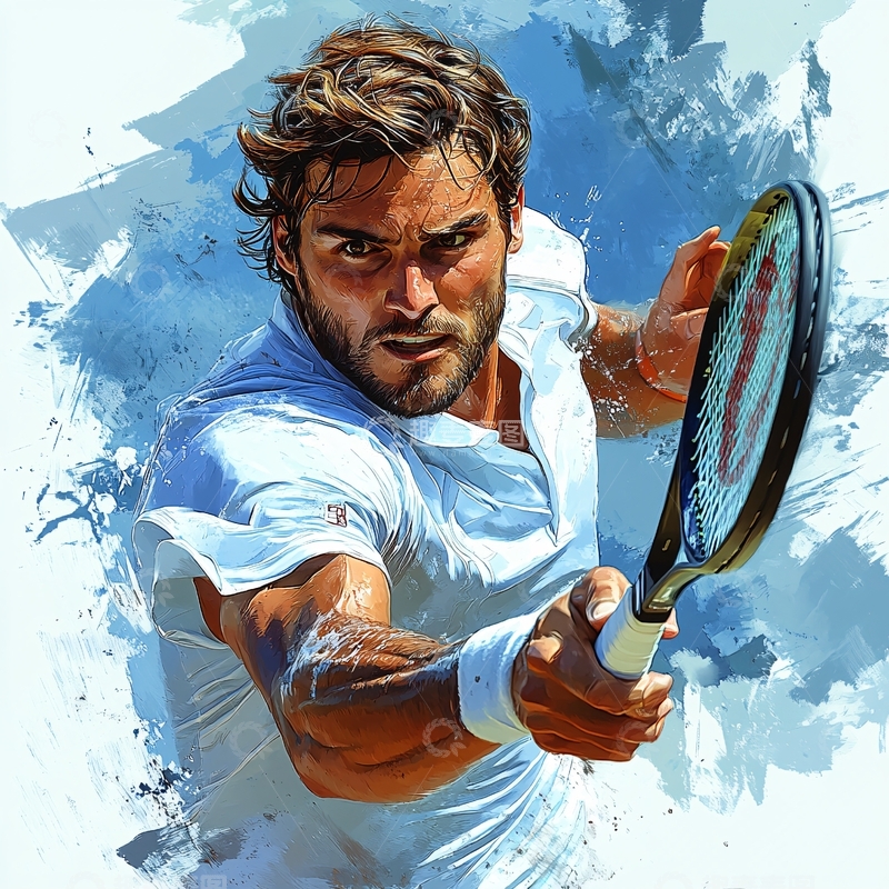 高清大图下载【趣麦麦图】网球运动手绘1