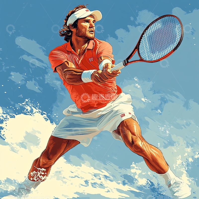 高清大图下载【趣麦麦图】网球运动手绘2