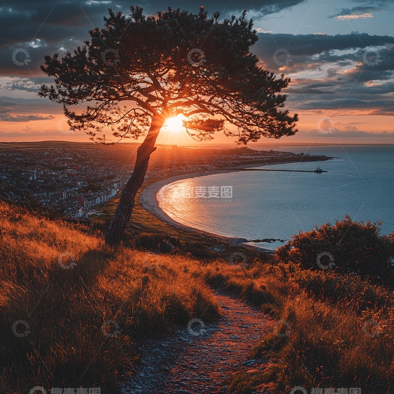 高清大图下载【趣麦麦图】唯美夕阳小路6