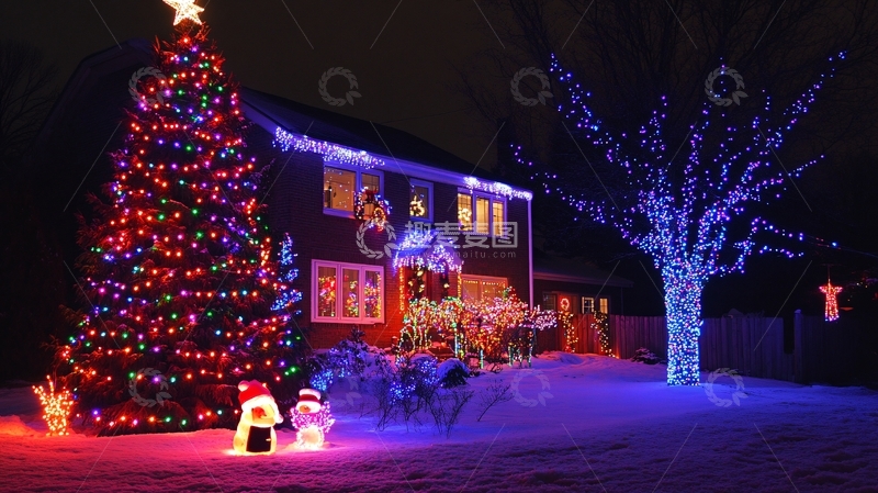 高清大图下载【趣麦麦图】户外圣诞灯饰装扮13