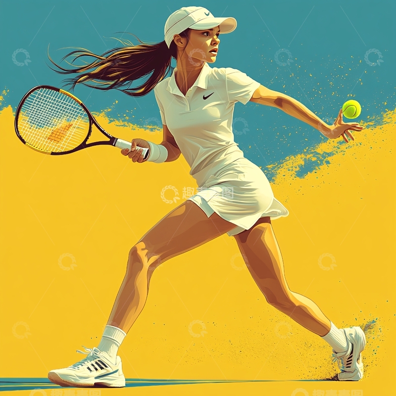 高清大图下载【趣麦麦图】网球运动插画6