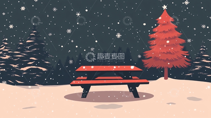 高清大图下载【趣麦麦图】落雪的长椅