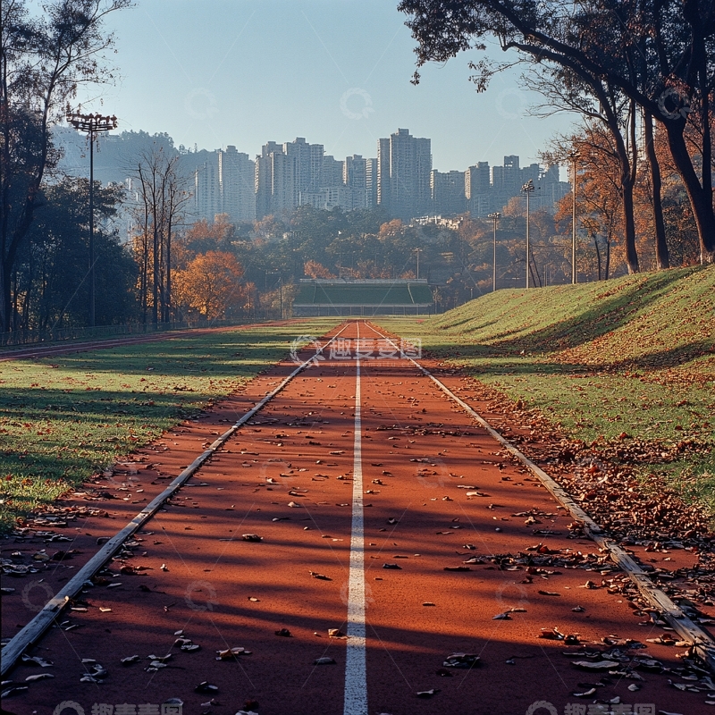 高清大图下载【趣麦麦图】晨运跑道