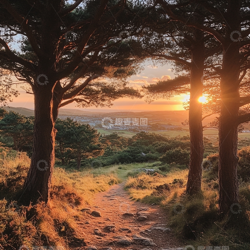 高清大图下载【趣麦麦图】唯美夕阳小路8