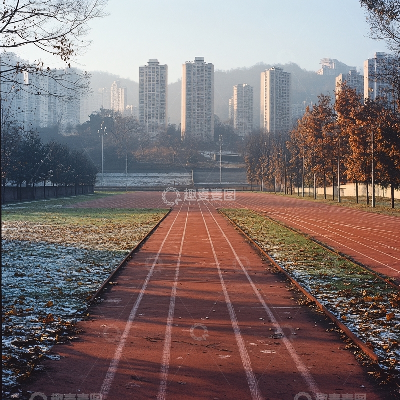 高清大图下载【趣麦麦图】运动场晨雾