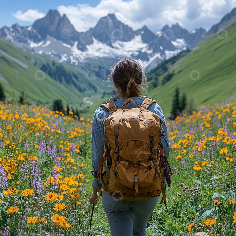 高清大图下载【趣麦麦图】徒步美女背影1