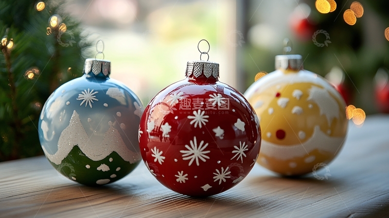 高清大图下载【趣麦麦图】-圣诞节装饰彩球12