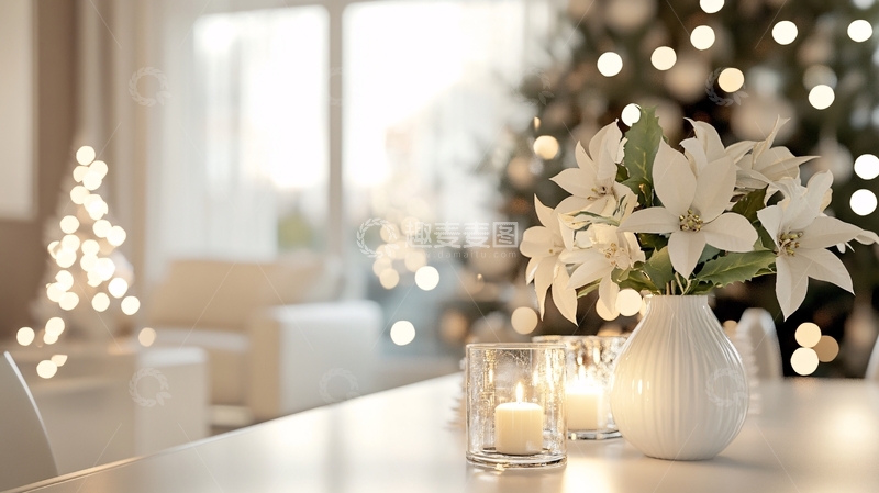 高清大图下载【趣麦麦图】冬天夜晚妈妈插花