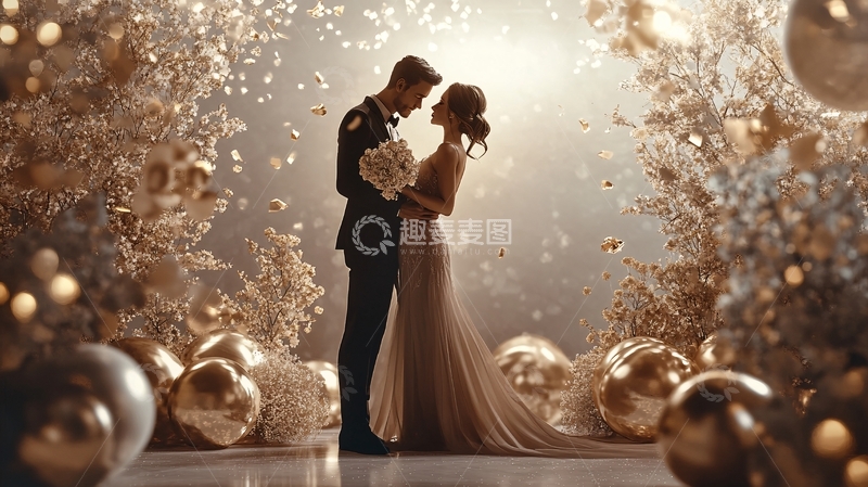 高清大图下载【趣麦麦图】金色泡沫婚礼
