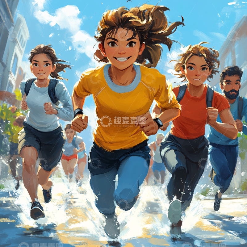 高清大图下载【趣麦麦图】绘本运动跑步插画1