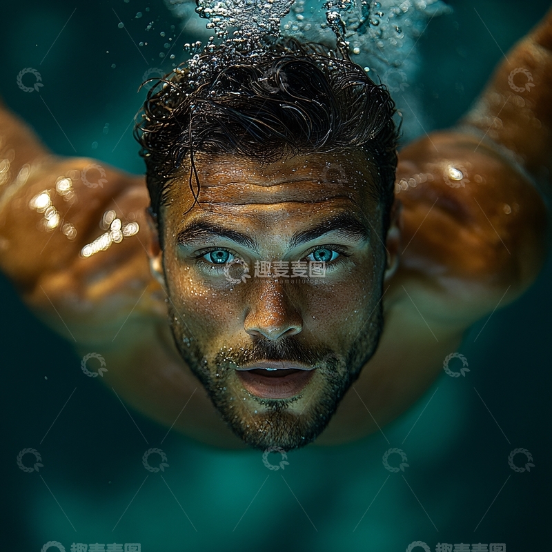 高清大图下载【趣麦麦图】游泳特效海报