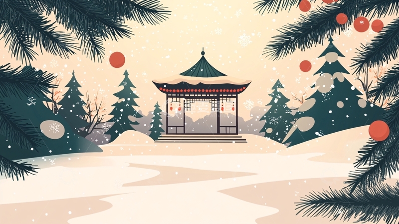 高清大图下载【趣麦麦图】亭冬天