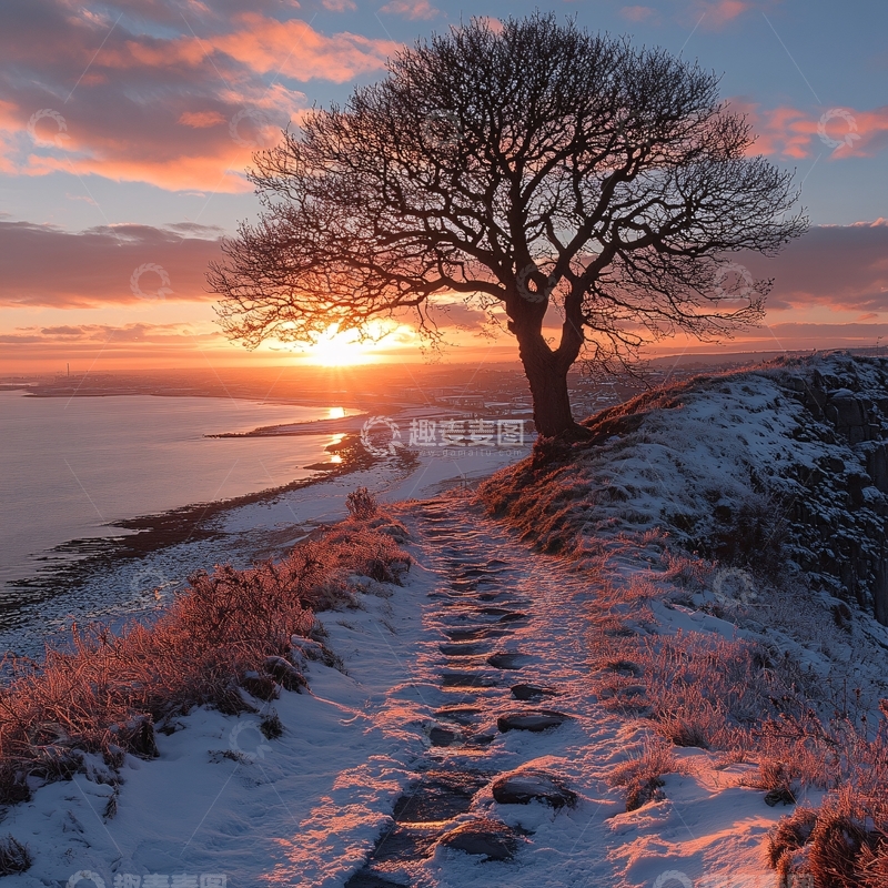 高清大图下载【趣麦麦图】唯美夕阳小路10