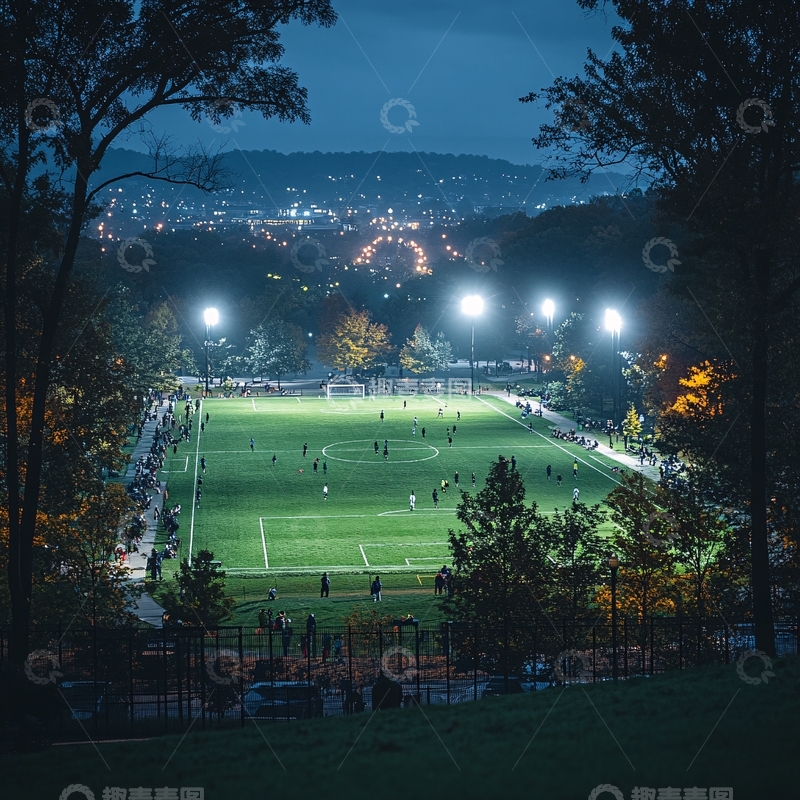 高清大图下载【趣麦麦图】青春足球场夜景2