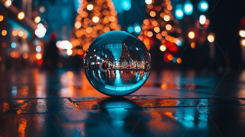 高清大图下载【趣麦麦图】夜景水晶球1