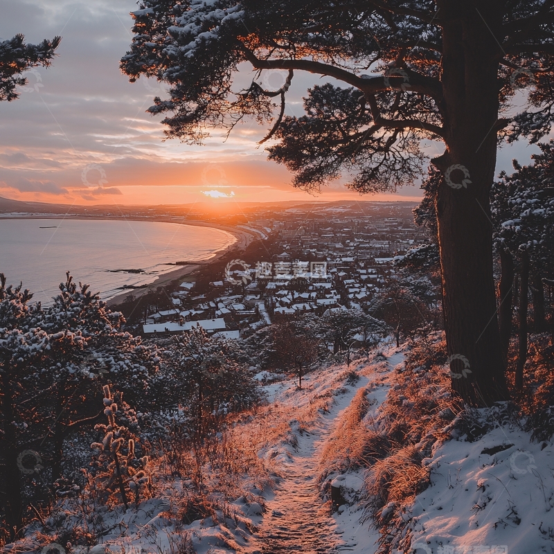 高清大图下载【趣麦麦图】冬天森林夕阳雪景16