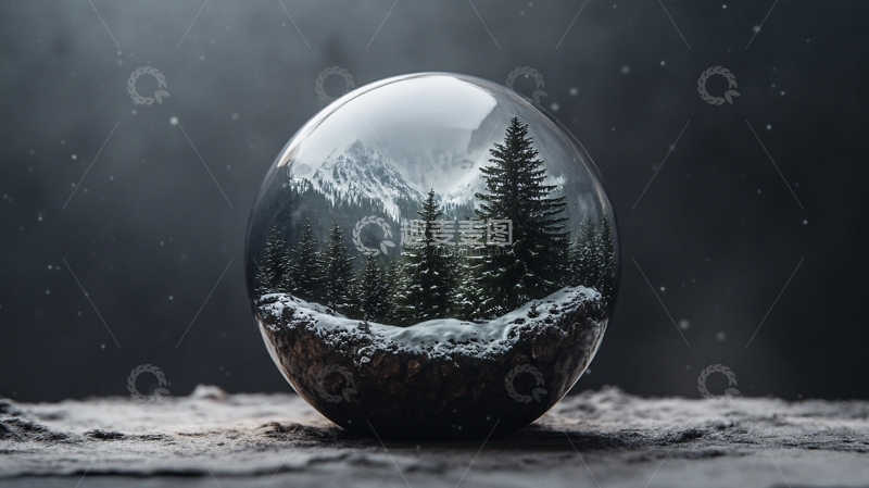 高清大图下载【趣麦麦图】雪景水晶球2