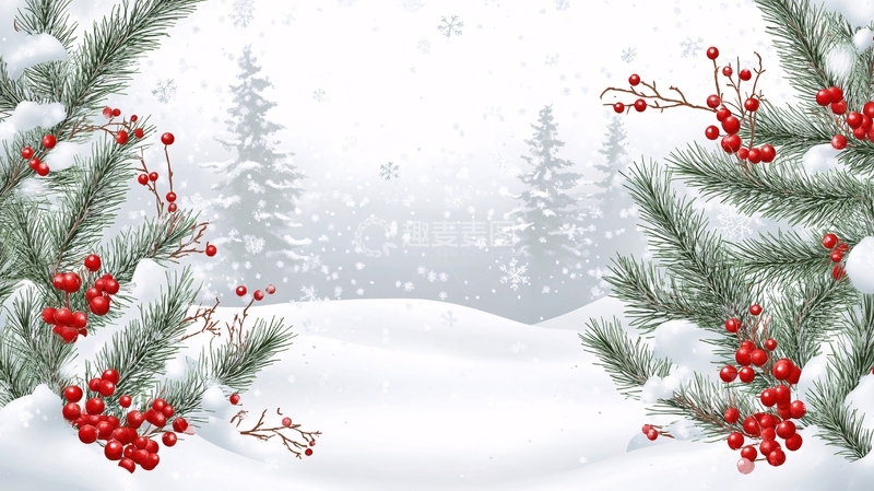 高清大图下载【趣麦麦图】雪松插画4