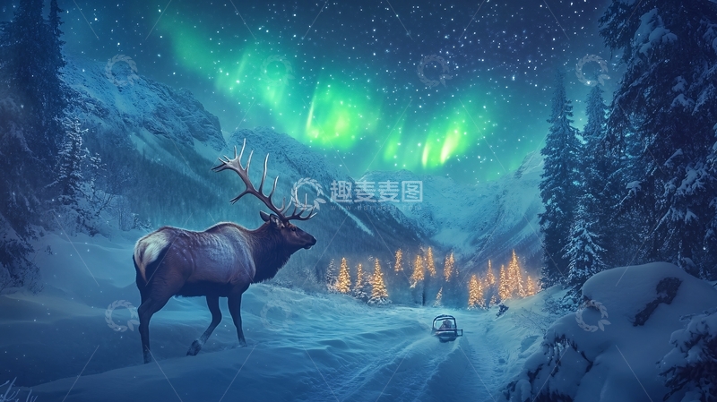 高清大图下载【趣麦麦图】梦幻麋鹿