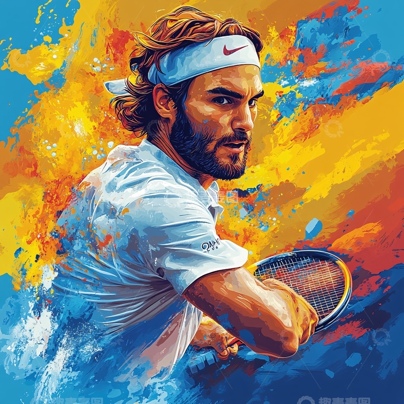 高清大图下载【趣麦麦图】网球馆装饰画2