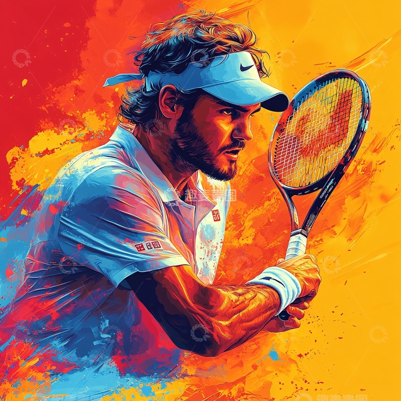 高清大图下载【趣麦麦图】网球运动插画17