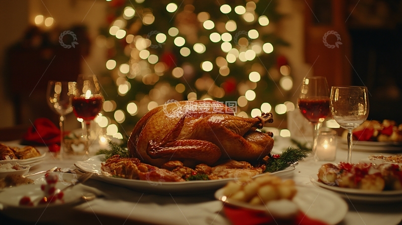 高清大图下载【趣麦麦图】圣诞节烤火鸡4