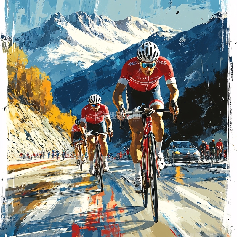 高清大图下载【趣麦麦图】骑车运动手绘11