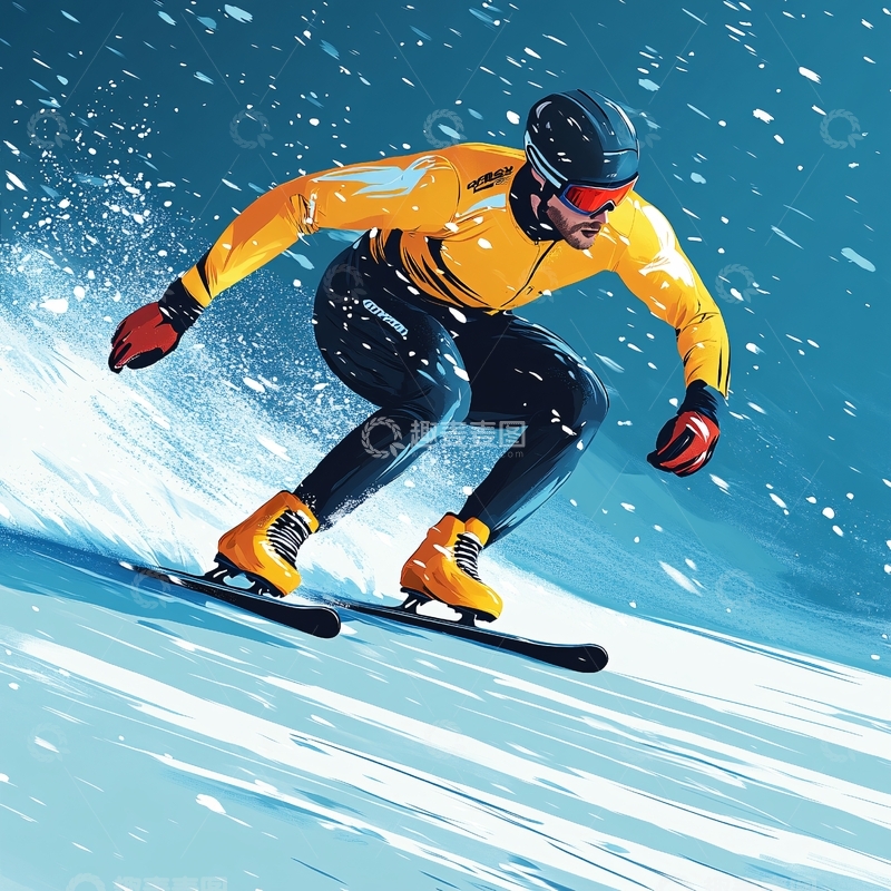 高清大图下载【趣麦麦图】速滑插画6