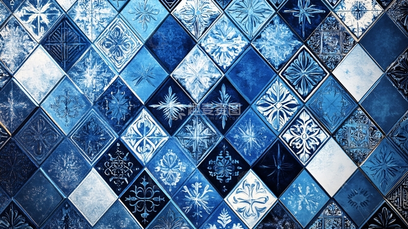 高清大图下载【趣麦麦图】蓝色雪花墙纸4