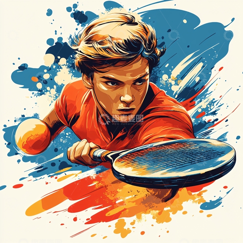 高清大图下载【趣麦麦图】网球运动插画26