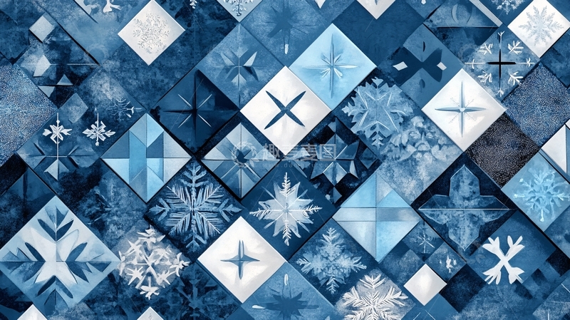 高清大图下载【趣麦麦图】蓝色雪花墙纸3