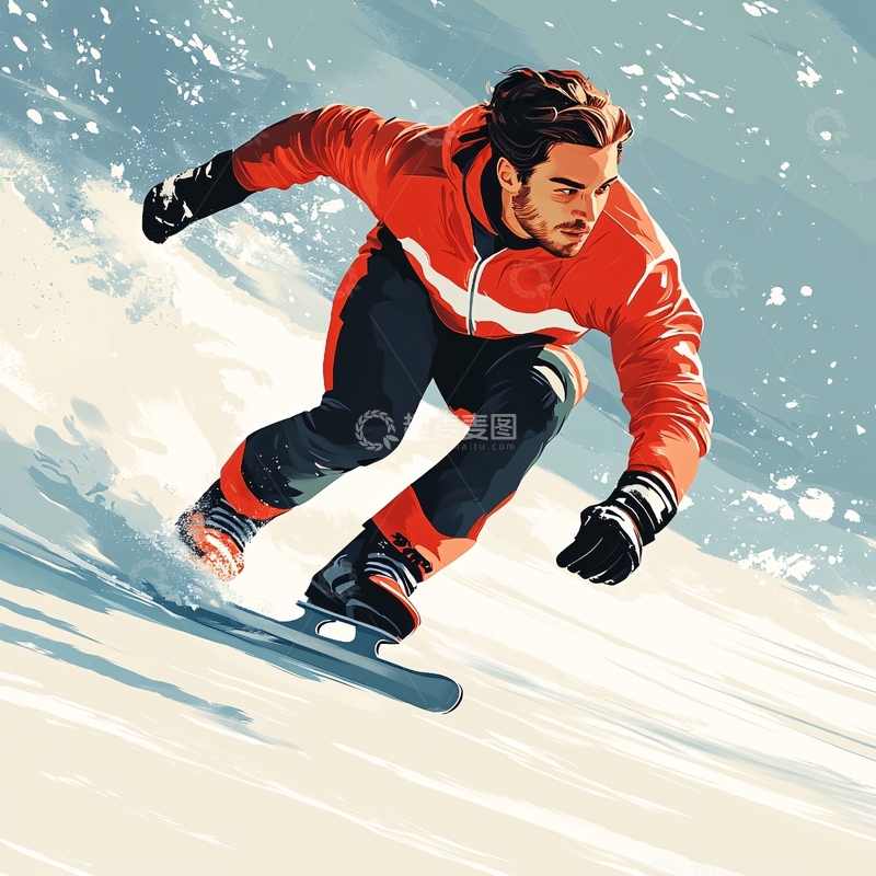 高清大图下载【趣麦麦图】速滑插画4