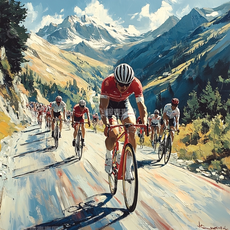 高清大图下载【趣麦麦图】骑车运动手绘9