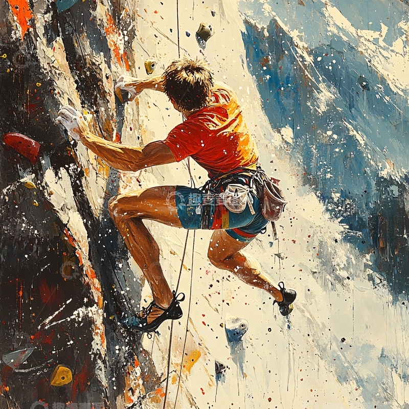 高清大图下载【趣麦麦图】攀岩插画1
