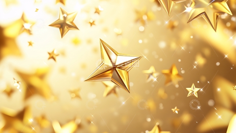 高清大图下载【趣麦麦图】金色星星金属色背景墙1