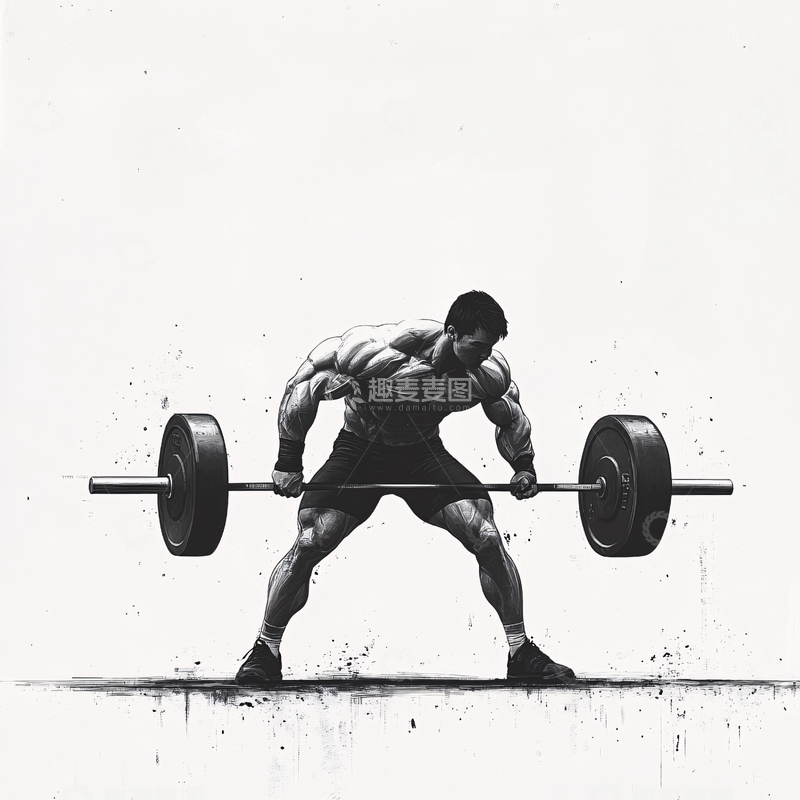 高清大图下载【趣麦麦图】手绘举重运动员1
