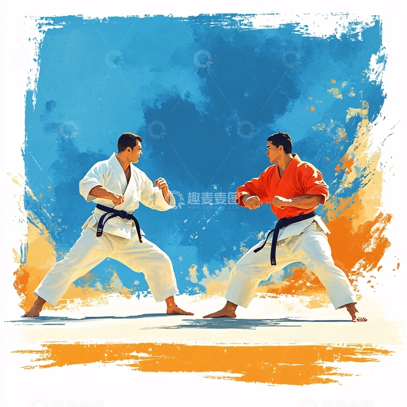 高清大图下载【趣麦麦图】跆拳道插画2