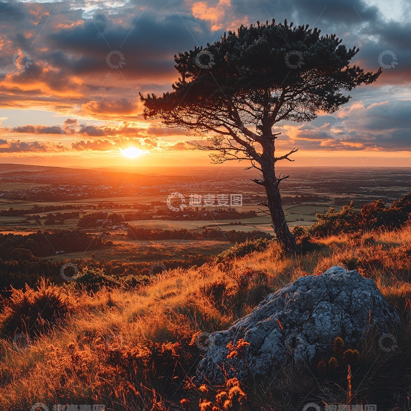 高清大图下载【趣麦麦图】唯美树木日出3