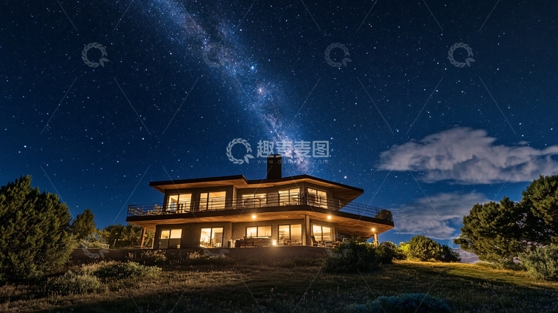 高清大图下载【趣麦麦图】夜景别墅20